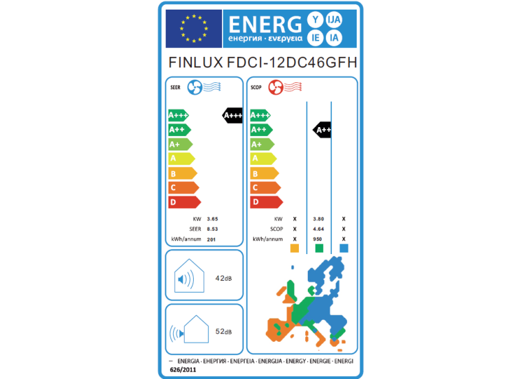 Κλιματιστικό Inverter, 12000 Btu A +++ /A++, FDCI-12DC46GFH, Finlux Κλιματιστικό Inverter, 12000 Btu A +++ /A++, FDCI-12DC46GFH, Finlux
