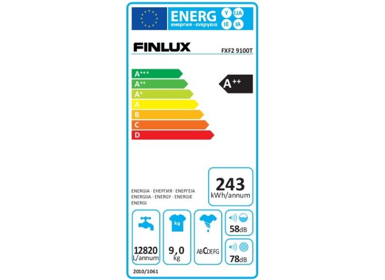 Πλυντήριο ρούχων 9kg D, FXF2 9100 T, Finlux | All4home Πλυντήριο ρούχων 9kg D, FXF2 9100 T, Finlux