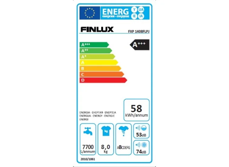 Πλυντήριο ρούχων 8kg A+++, FXP 1408FLPJ PYROJET, Finlux Πλυντήριο ρούχων 8kg A+++, FXP 1408FLPJ PYROJET, Finlux