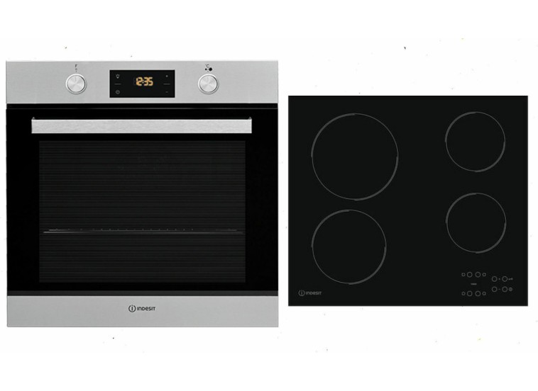 Σετ Φούρνος Εστία, Indesit IFW 6841 JH I + RΙ 161 C, Indesit Σετ Φούρνος Εστία, 71 λιτ., 59.5x59.5x55.1 εκ., Indesit IFW 6841 JH I + RΙ 161 C, Indesit