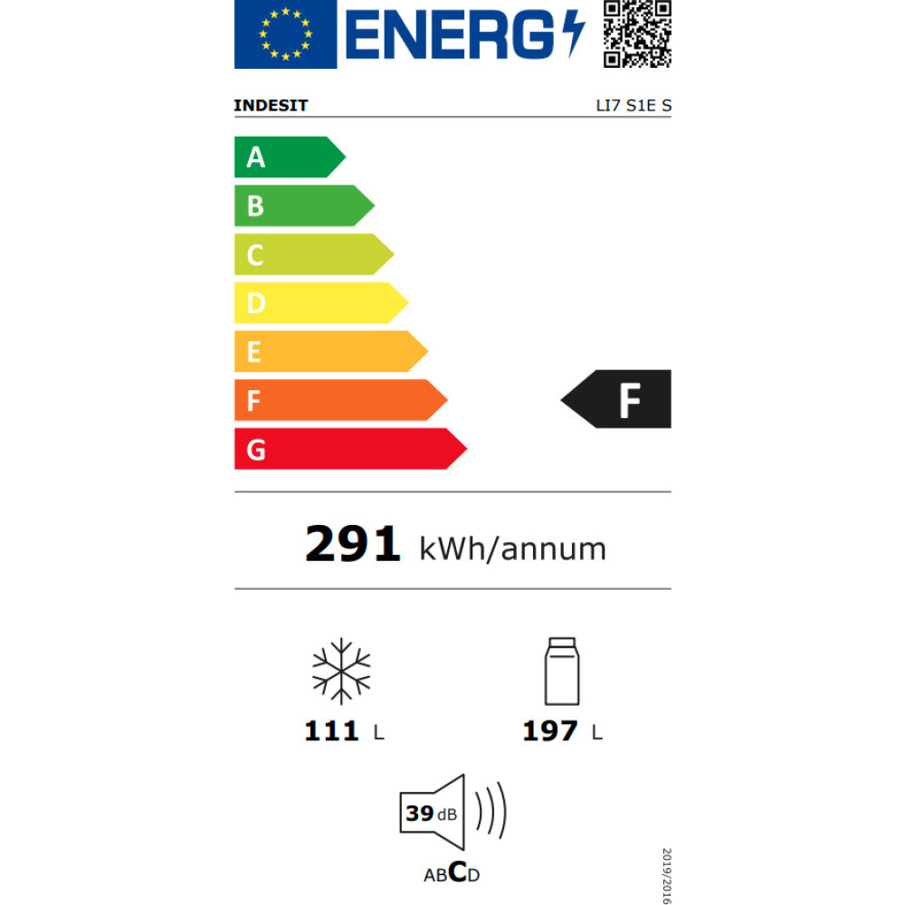 Ψυγειοκαταψύκτης, LI7 S1E S, 308 l, A +, Indesit