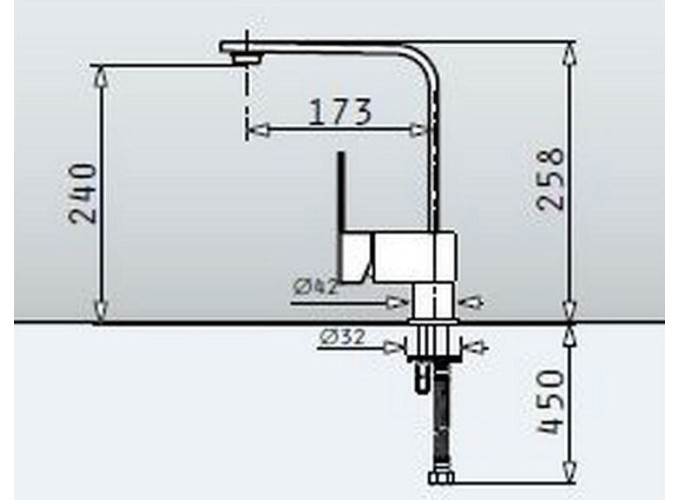 Ψηλή Μπαταρία Κουζίνας Πάγκου, Ecoline Espressivo Chrome, Pyramis 