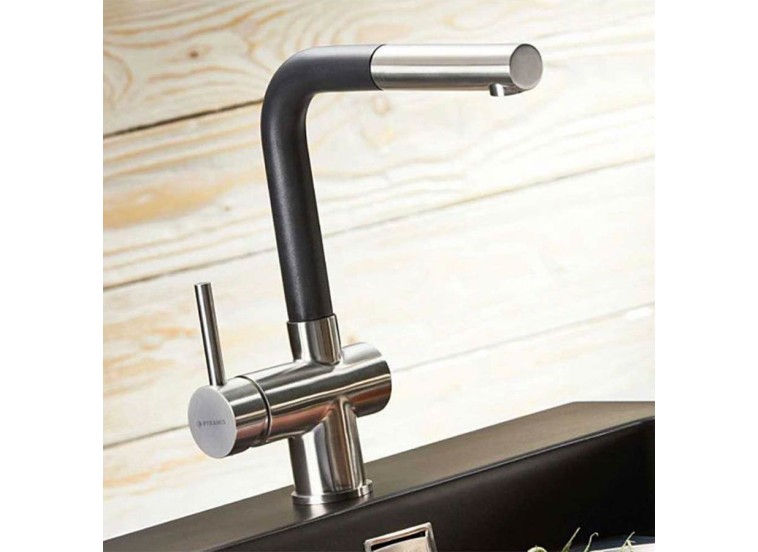 Μπαταρία Κουζίνας Πάγκου με Ντουζ, Capriccio Premium Inox Μαύρη, Pyramis Μπαταρία Κουζίνας Πάγκου με Ντουζ, Capriccio Premium Inox Μαύρη, Pyramis