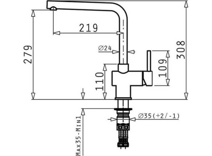 ΜΠΑΤΑΡΙΑ ΚΟΥΖΙΝΑΣ MANDOLIN PVD GUN METAL + PEARL BLACK ΑΝ. ΑΤΣΑΛΙ NBS (U) WRAS