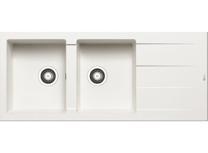 Ένθετος Νεροχύτης, Athlos 2B 1D Snow, 116x50cm, Pyramis  