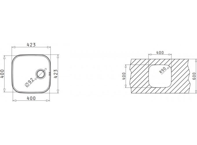 ΓΟΥΡΝΑ IRIS 40X40X20 Φ92 GOF UM N/S 8C