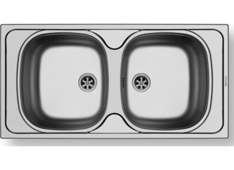 Ένθετος Νεροχύτης, Basic E33/33 Inox Σατινέ, 86x43.5cm, Pyramis Ένθετος Νεροχύτης, Basic E33/33 Inox Σατινέ, 86x43.5cm, Pyramis