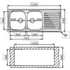 Ένθετος Νεροχύτης, Amaltia 2B 1D Inox Σατινέ, 116x50cm, Pyramis Ένθετος Νεροχύτης, Amaltia 2B 1D Inox Σατινέ, 116x50cm, Pyramis