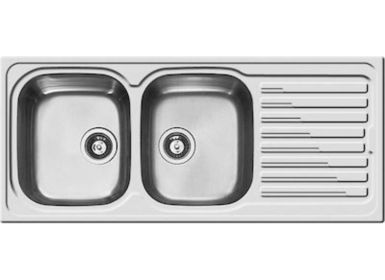 Ένθετος Νεροχύτης, Amaltia 2B 1D Inox Σαγρέ, 116x50cm, Pyramis Ένθετος Νεροχύτης, Amaltia 2B 1D Inox Σαγρέ, 116x50cm, Pyramis