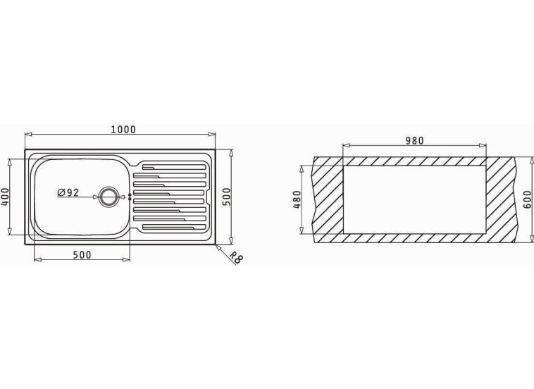 Ένθετος Νεροχύτης, Amaltia Plus 1B 1D Inox Σαγρέ, 100x50cm, Pyramis Ένθετος Νεροχύτης, Amaltia Plus 1B 1D Inox Σαγρέ, 100x50cm, Pyramis