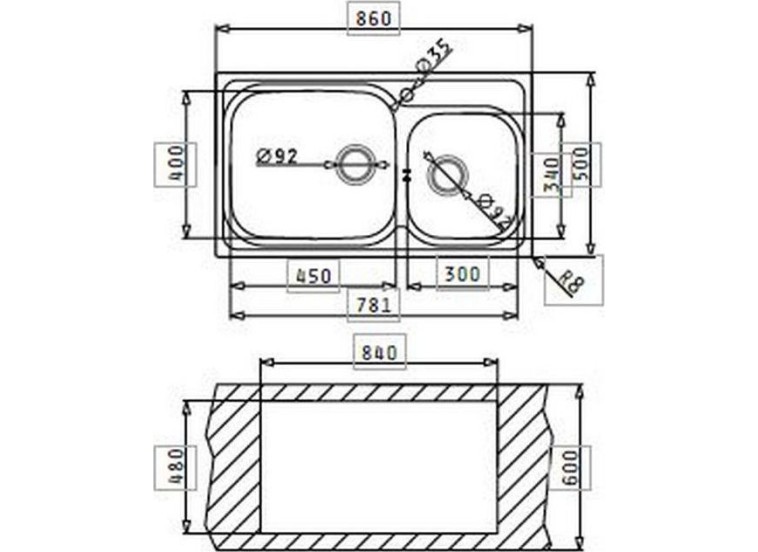 Ένθετος Νεροχύτης, Amaltιa Plus 2B Inox Σατινέ Inox, 86x50cm, Pyramis Ένθετος Νεροχύτης, Amaltιa Plus 2B Inox Σατινέ Inox, 86x50cm, Pyramis