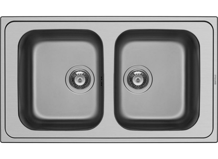Ένθετος Νεροχύτης. Athena Extra 2B Inox Σαγρέ, 86x50cm, Pyramis 