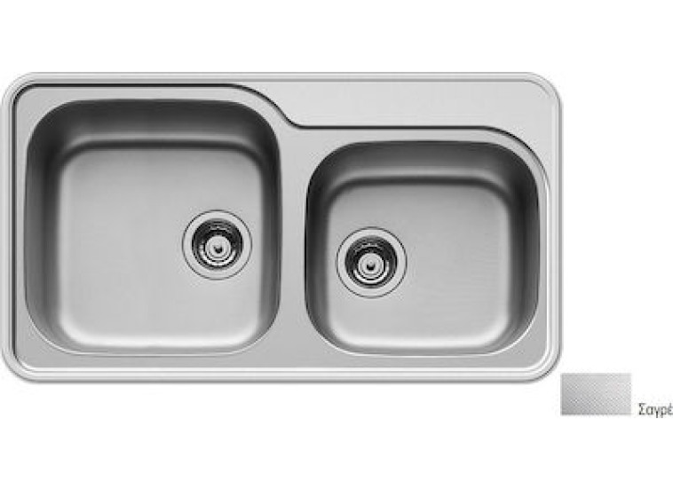 Ένθετος Νεροχύτης, Space Mid 2B Inox Σατινέ, 86x48cm, Pyramis Ένθετος Νεροχύτης, Space Mid 2B Inox Σατινέ, 86x48cm, Pyramis