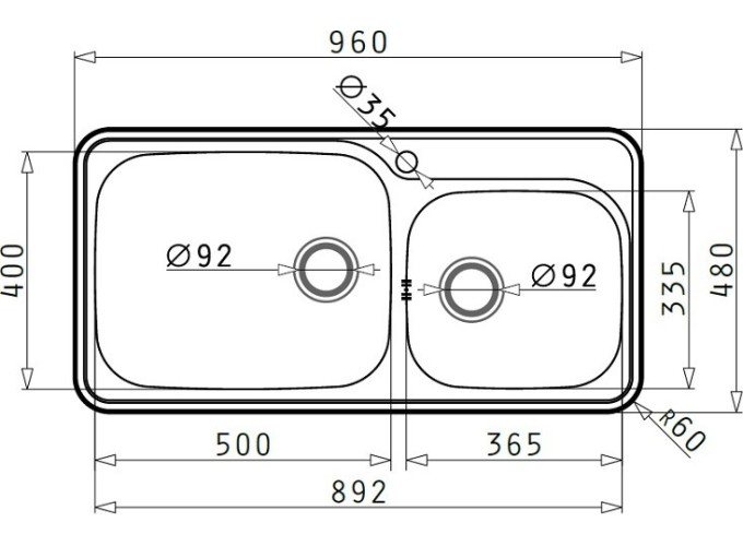 ΝΕΡΟΧΥΤΗΣ SPACE PLUS 96X48 2B 1TH O92 GOF