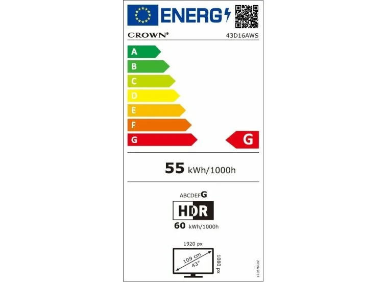 Τηλεόραση 43" LED, 43D16AWS Smart Full HD, Crown Τηλεόραση 43" LED, 43D16AWS Smart Full HD, Crown