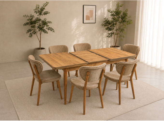 Σετ Τραπεζαρίας 7 τεμαχίων , Walnut , All4home