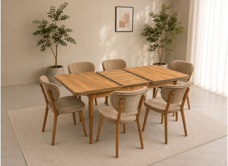 Σετ Τραπεζαρίας 7 τεμαχίων , Walnut , All4home