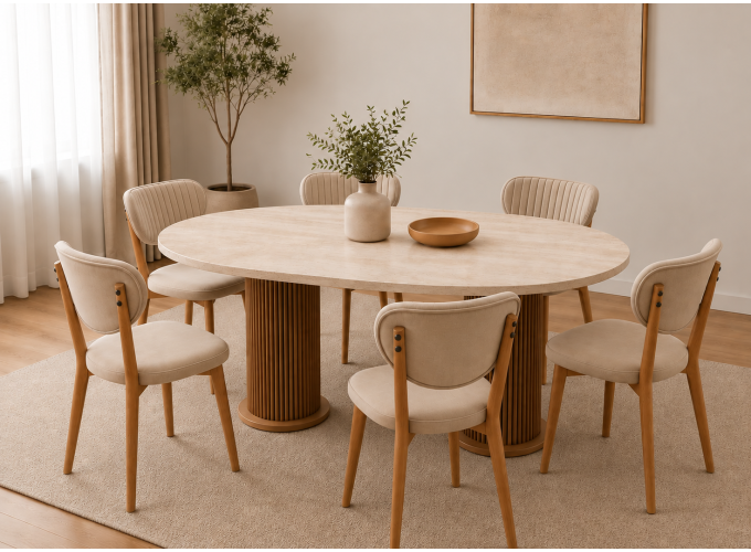 Σετ Τραπεζαρίας με 6 καρέκλες, Scandi ,180x90x75 εκ. All4home