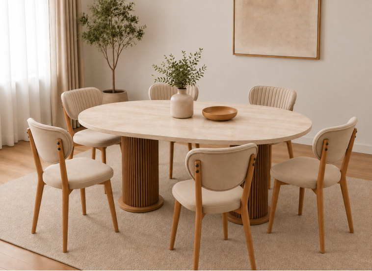 Σετ Τραπεζαρίας με 6 καρέκλες, Scandi ,180x90x75 εκ. All4home
