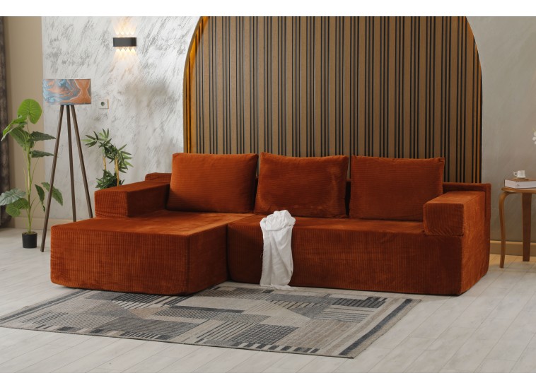 Καναπές Κρεβάτι Γωνία ,Comfort Πορτοκαλί, 265x162x64 εκ. , All4home