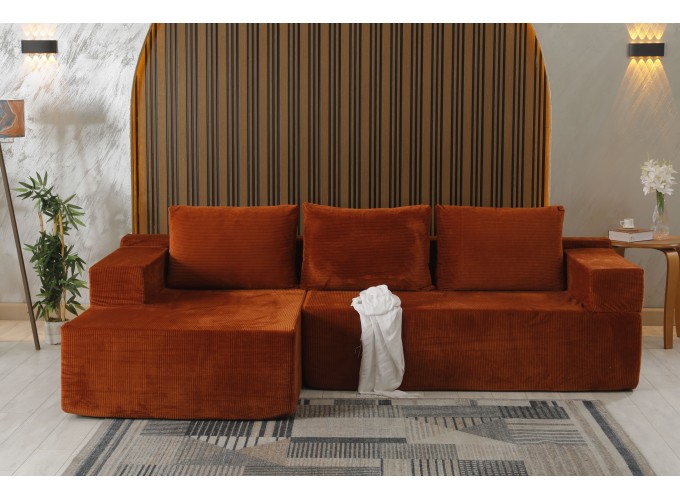 Καναπές Κρεβάτι Γωνία ,Comfort Πορτοκαλί, 265x162x64 εκ. , All4home