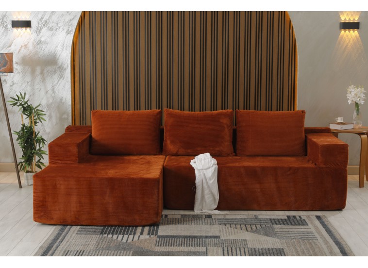 Καναπές Κρεβάτι Γωνία ,Comfort Πορτοκαλί, 265x162x64 εκ. , All4home