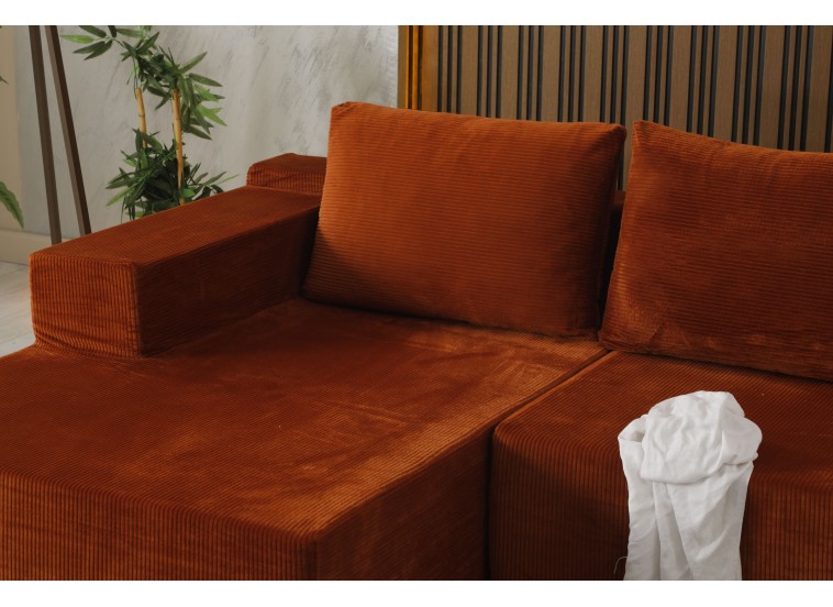 Καναπές Κρεβάτι Γωνία ,Comfort Πορτοκαλί, 265x162x64 εκ. , All4home