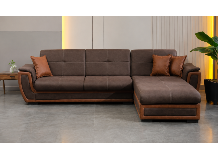 Γωνιακός καναπές-κρεβάτι, Alya Plus, Π 326×Υ 89×Β 187/88 εκ., All4home