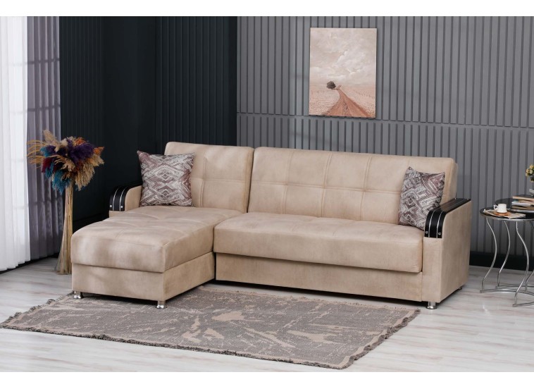 Γωνιακός καναπές-κρεβάτι, Larissa, Π 225 × Υ 89 × Β 150/87 εκ., All4home