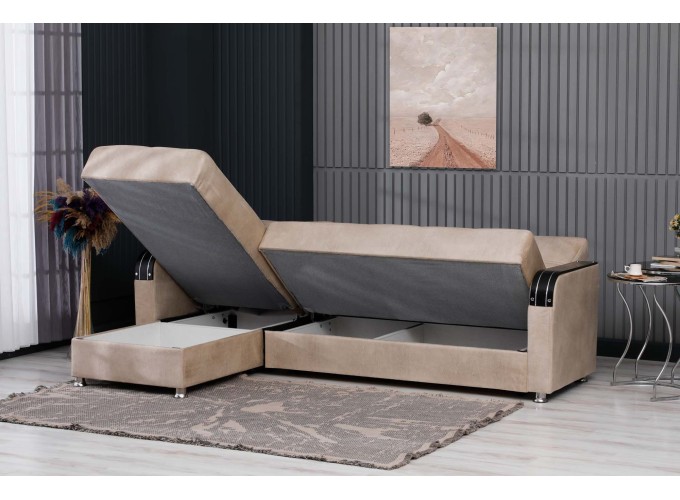Γωνιακός καναπές-κρεβάτι, Larissa, Π 225 × Υ 89 × Β 150/87 εκ., All4home