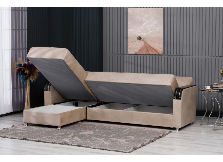Γωνιακός καναπές-κρεβάτι, Larissa, Π 225 × Υ 89 × Β 150/87 εκ., All4home