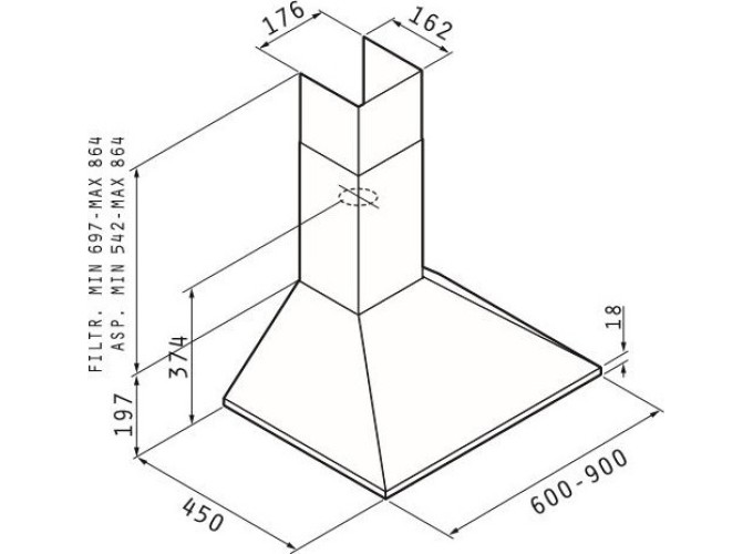 ΑΠΟΡΡΟΦΗΤΗΡΑΣ ΚΑΜΙΝΑΔΑ ΤΕΤΡΑΓΩΝΗ PLUS 90cm