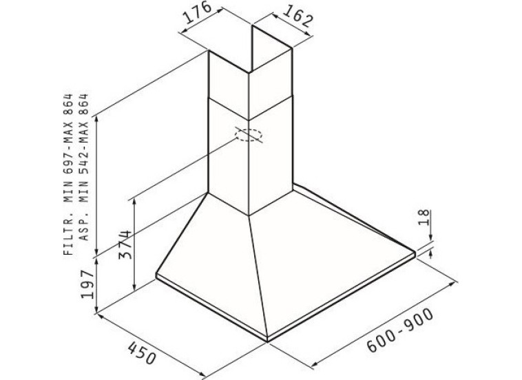 Απορροφητήρας Pyramis Τετράγωνος Plus Classic Καμινάδα 90cm Inox 065023901 Απορροφητήρας Pyramis Τετράγωνος Plus Classic Καμινάδα 90cm Inox 065023901