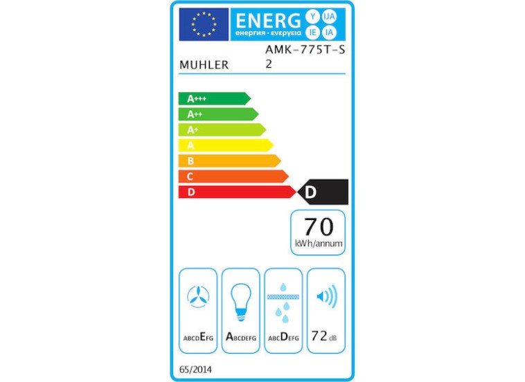 Συρόμενος Απορροφητήρας 60cm, AMK-775T-S2 ,Muhler