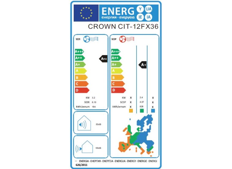 Κλιματιστικό Inverter, 12000 Btu A ++ /A+, CIT-12FX36, CROWN | All4home Κλιματιστικό Inverter, 12000 Btu A ++ /A+, CIT-12FX36, CROWN