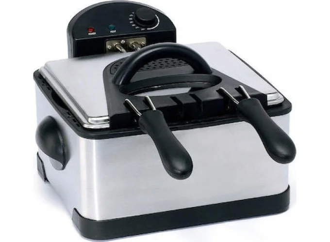 Φριτέζα Λαδιού με Διπλό Αποσπώμενο Κάδο 4lt Ασημί, CDF-4L3BX, Crown 