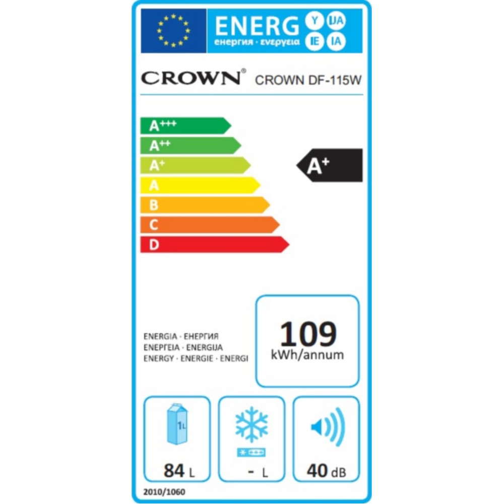 Ψυγείο πάγκου 84 lt A+, DF 115W, Crown