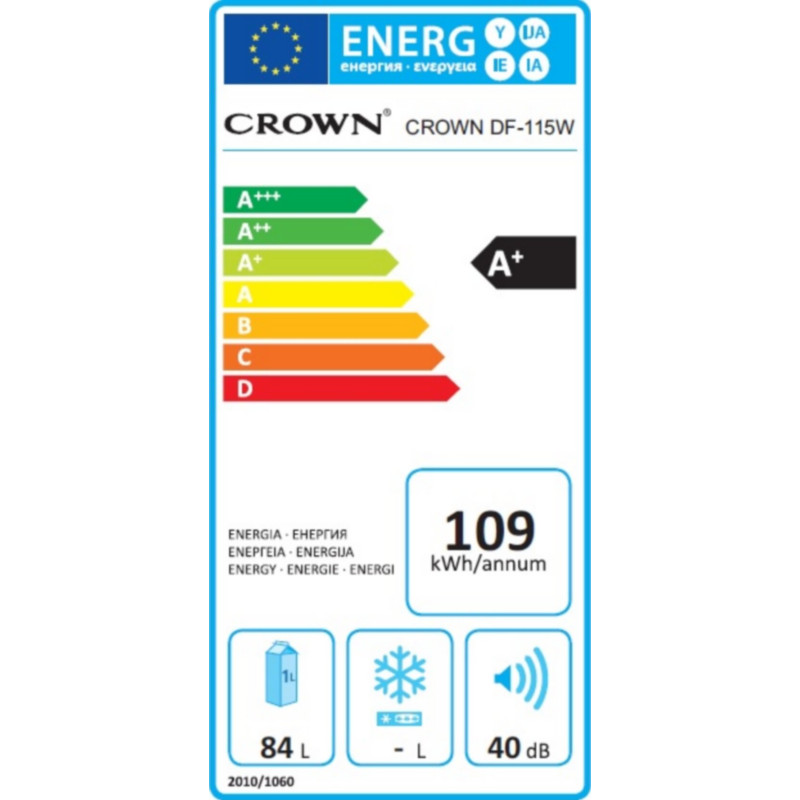 Ψυγείο πάγκου 84 lt A+, DF 115W, Crown