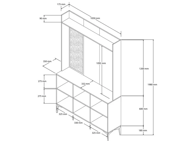 Έπιπλο Εισόδου Inca 5100, 105x35x198 εκ.,All4home