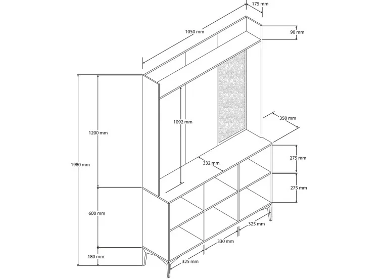 Έπιπλο Εισόδου Inca 5101, 105x35x198 εκ.,All4home