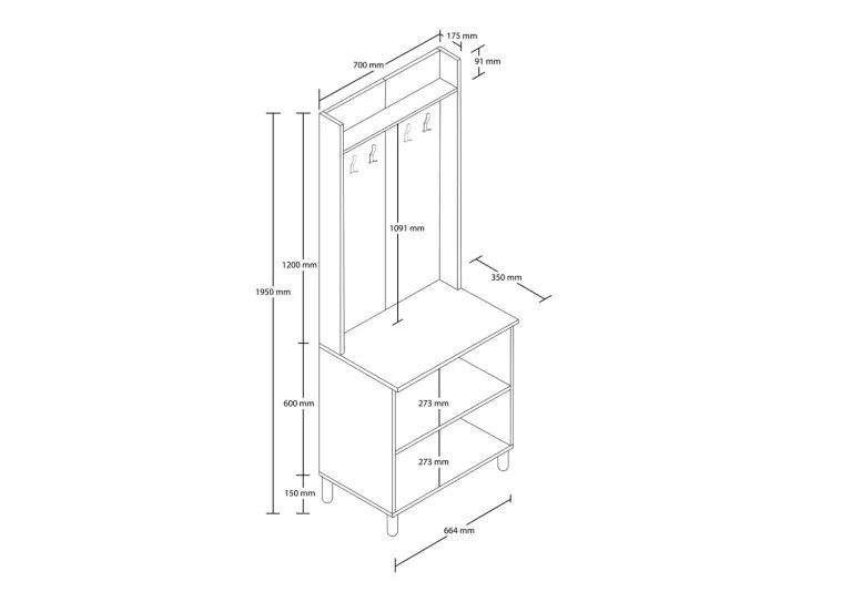 Έπιπλο Εισόδου Rapsody 5072, 70x35x195 εκ.,All4home
