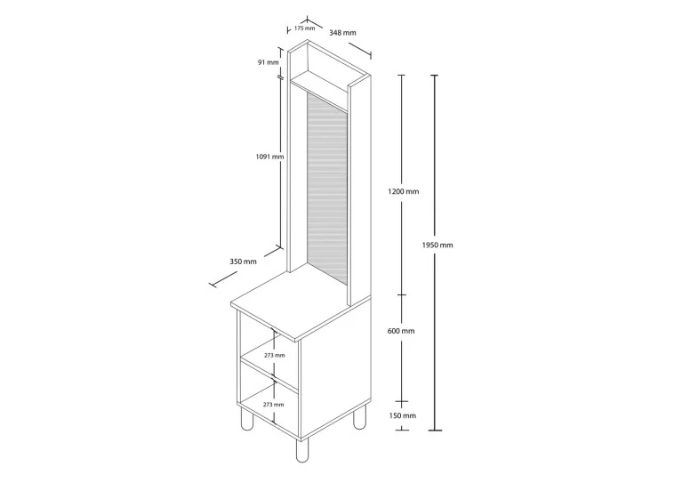 Έπιπλο Εισόδου Rapsody 5089, 34,8x35x195 εκ.,All4home