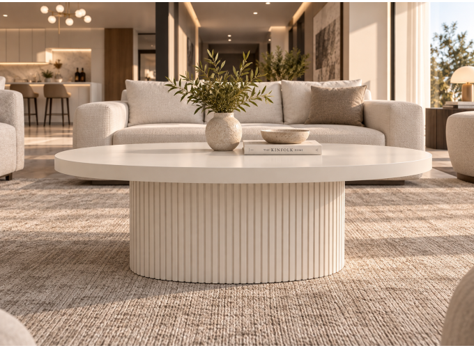 Τραπεζάκι Σαλονιού, Elysia, Οβάλ Λευκό, 120x60x40 εκ., All4home