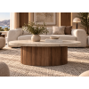 Τραπεζάκι Σαλονιού, Riviera, Οβάλ Καρυδί – Μπεζ Stone με Ραβδωτή Βάση, 120x60x40 εκ.