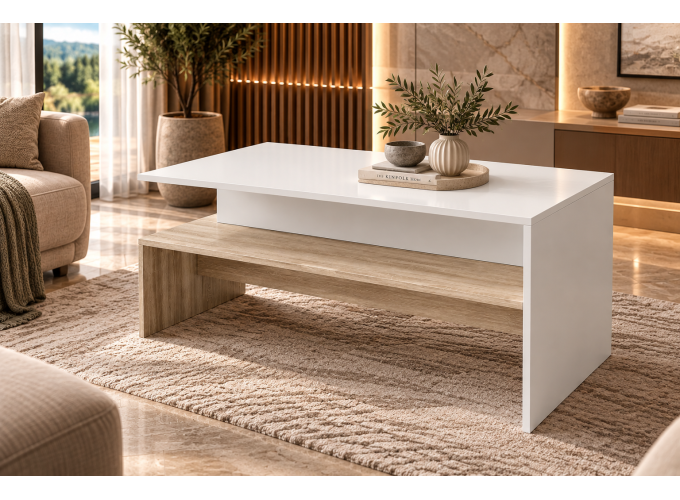 Τραπέζι σαλονιού Maria Σόνομα/Λευκό, 120x60x45, Genomax | All4home