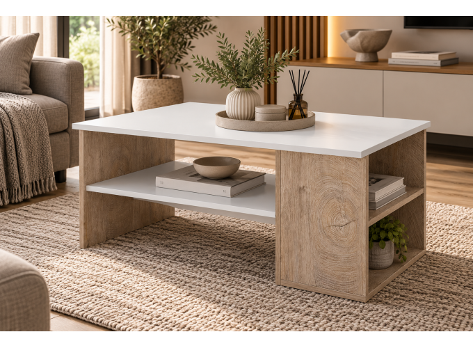 Τραπέζι σαλονιού Classic 917 Σόνομα/Λευκό, 100x60x50, Genomax | All4home