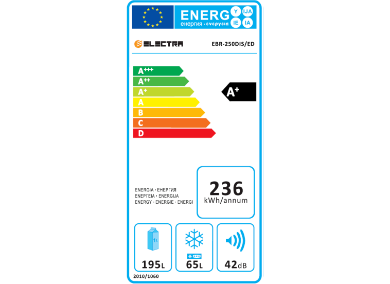 Ψυγειοκαταψύκτης 260 lt A+, EBR-250DIS/ED, Electra | All4home Ψυγειοκαταψύκτης 260 lt A+, EBR-250DIS/ED, Electra