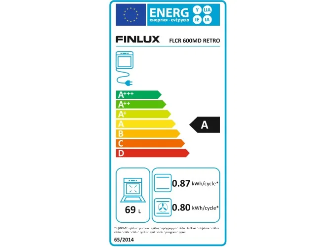 Ηλεκτρική κουζίνα 69 lt., 85x60x60 εκ., FLCR 600MD RETRO,Finlux Ηλεκτρική κουζίνα 69 lt., 85x60x60 εκ., FLCR 600MD RETRO,Finlux