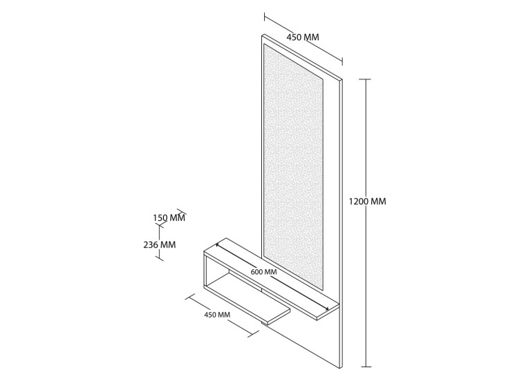 Καθρέφτης με ράφι Line 6000, 45x15x120 εκ. ,All4home