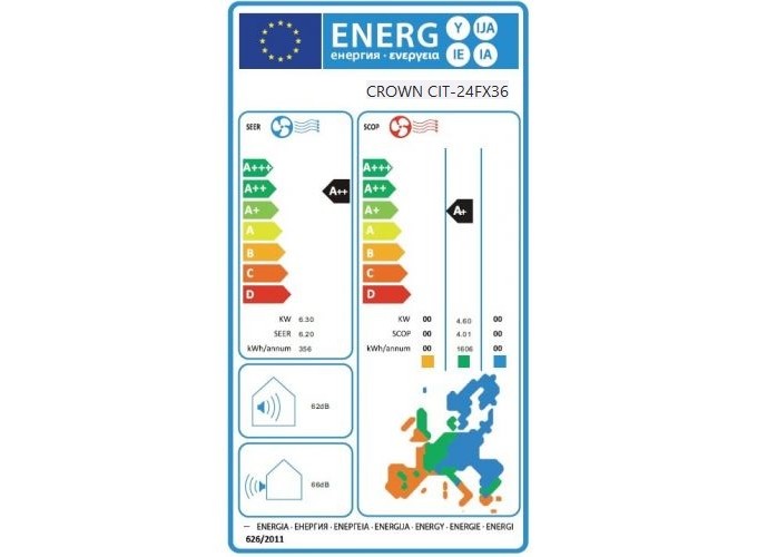 Κλιματιστικό Inverter, 24.000 Btu A ++ /A+, CIT-24FX36, CROWN